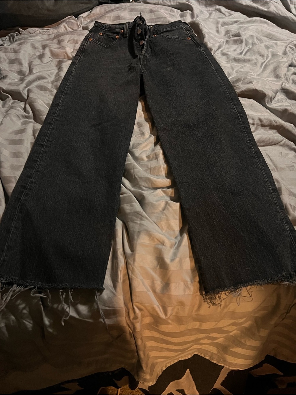 Levi's Black Bootcut Jeans with Raw Hem